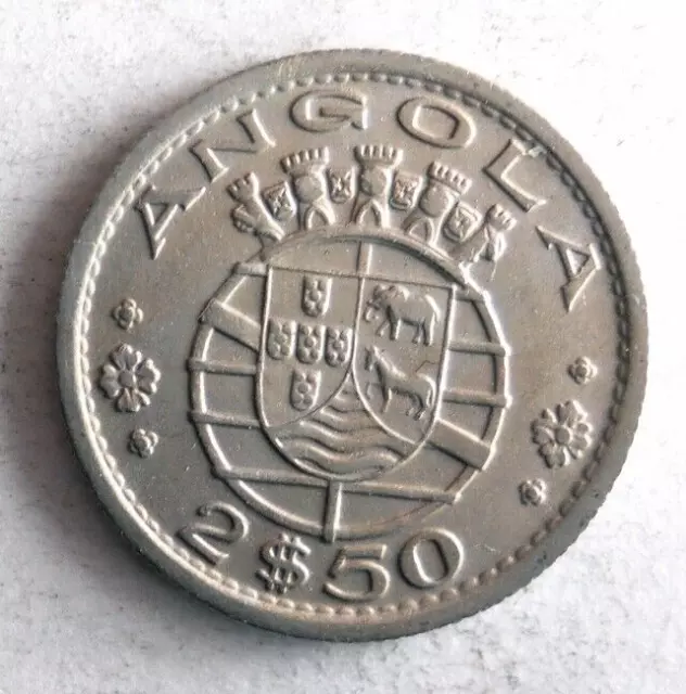1956 ANGOLA 2.50 ESCUDOS- Excellent Coin - FREE SHIP - Bin #314