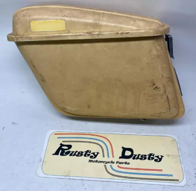 VINTAGE Cream Colored BATES RIGHT SIDE HARD LUGGAGE SADDLEBAG Harley Triumph