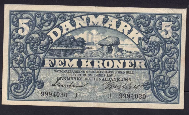 D#66 Dänemark Denmark P 30 i: 5 Kroner 1943: 1 Stück Sammler collector lot