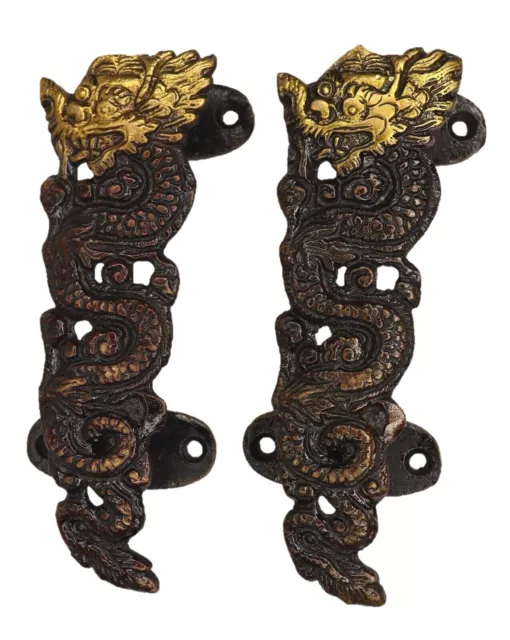 Dragon Pair Shape Victorian Antique Style Handcrafted Brass Door Pull Handles