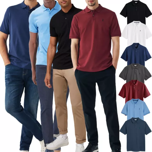 NEXT Mens Short Sleeve Plain Pique Polo Shirt T Shirt Top Casual Cotton XS-5XL