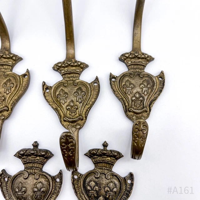 Art Nouveau Brass Coat Hooks Coat Hook Hat Hook 5 Piece Made IN Germany 9