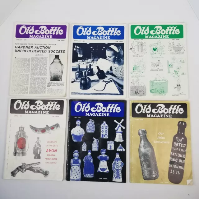 Vintage Old Bottle Magazine Jan - Dec 1976 Lot of 12 Insulators Bottles Relics