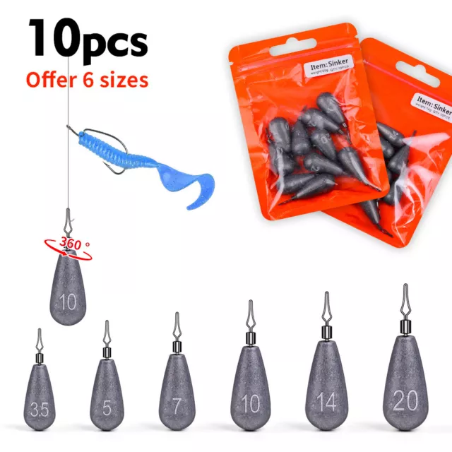 10pcs Drop-shaped Twist Ring Lead Pendant String Hook Lead Pendant  Fishing