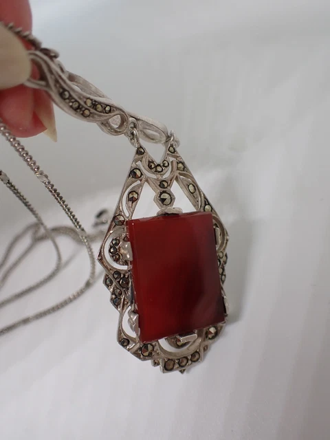 Pendentif Mandala Jali En Onyx Rouge - Chaîne Maille Forçat Argent 925 - Neuf Avec étiquettes