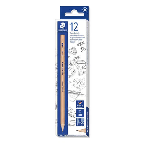 HB Quality Staedtler Natural Graphite Lead Wood Pencils Pack of 12 Ages 3+