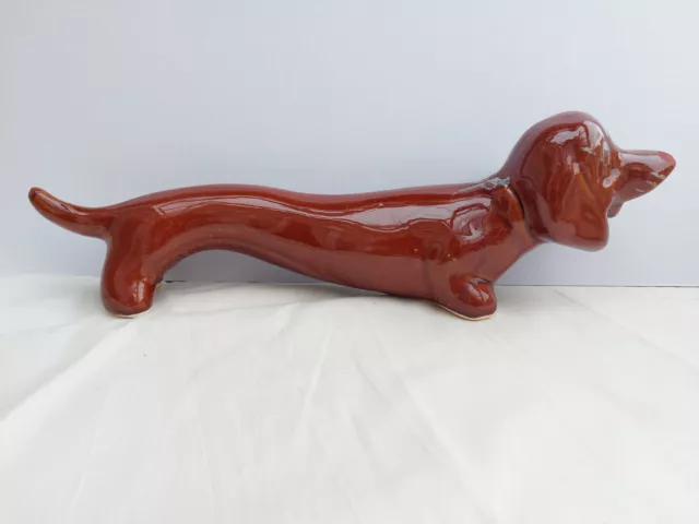 Vintage Sausage Dog Figurine Kitsch Ceramic 50s 60s Dachshund Ornament