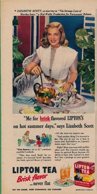 Magazine Ad - 1946 - Lipton Tea  - Lizabeth Scott