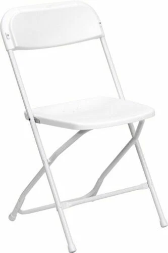 (100 PACK) 300 Lbs Capacity Commercial Quality White Plastic Folding Chairs