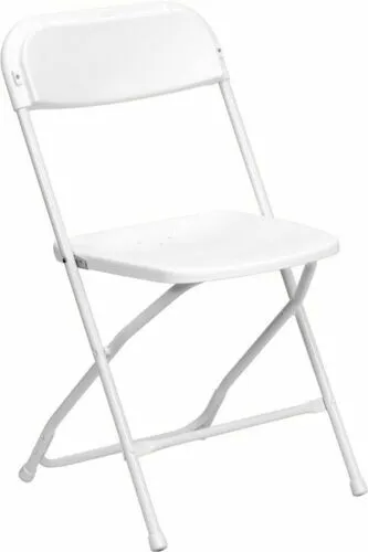 (50 PACK) 300 Lbs Capacity Commercial Quality White Plastic Folding Chairs