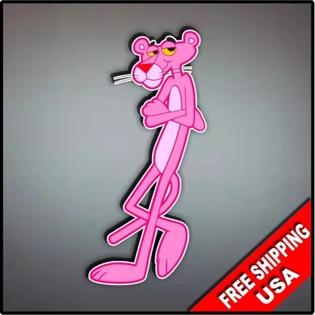 Pink Panther Cartoon Vinyl Decal 80's Nostalgic 8" x 3.7" Car Locker