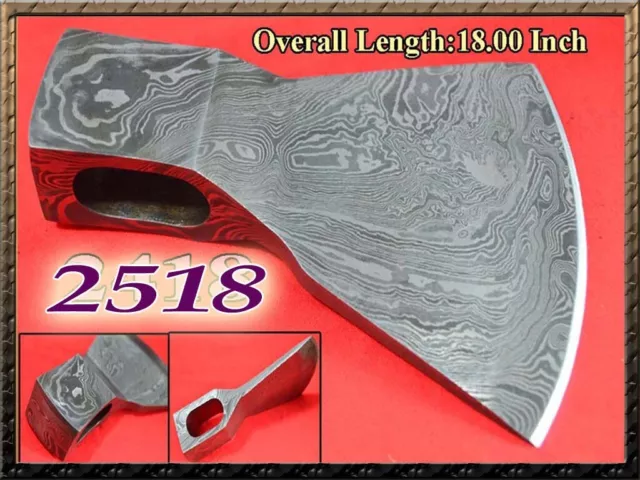 6" x 4.25" CUSTOM MADE HAND FORGED DAMASCUS STEEL VIKING HATCHET AXE HEAD 2518