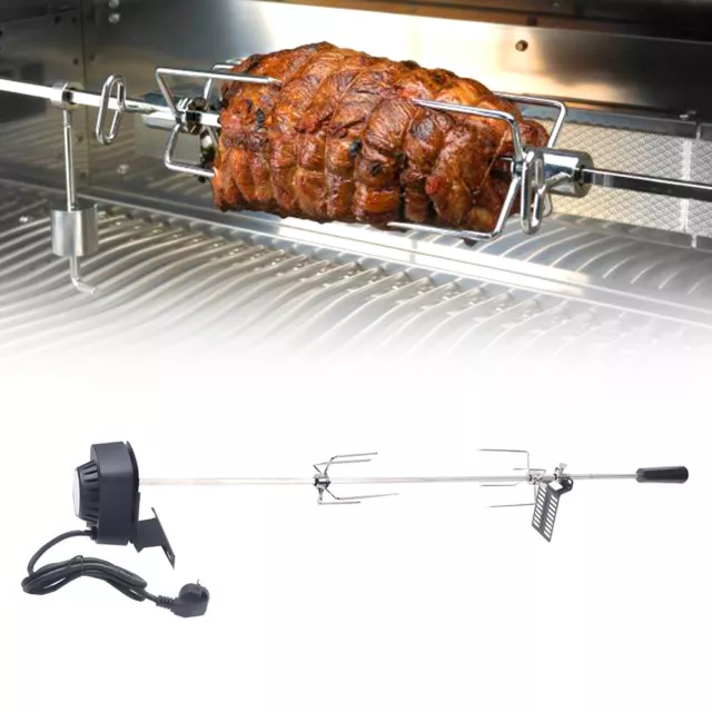 Profi BBQ Grillspieß mit Edelstahl Motor Drehspieß Gasgrill Garten BBQ  80cm