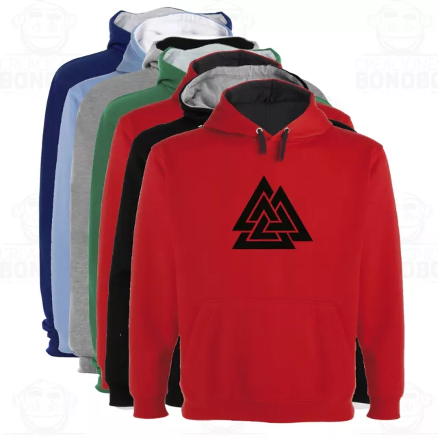 Sudadera Capucha Bicolor Valknut Runa Vikingo varias tallas y colores