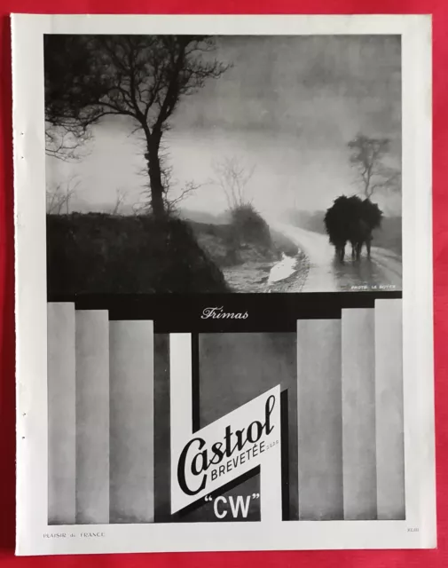 Publicité de presse:  1938 - HUILE CASTROL "CW"