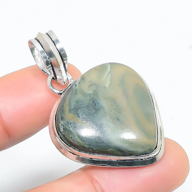 Imperial Jasper Gemstone Handmade Gift Jewelry Pendant 1.65" Y875