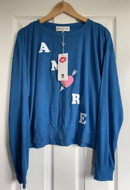 Wildfox Amore Love Blue Sweatshirt - Size M