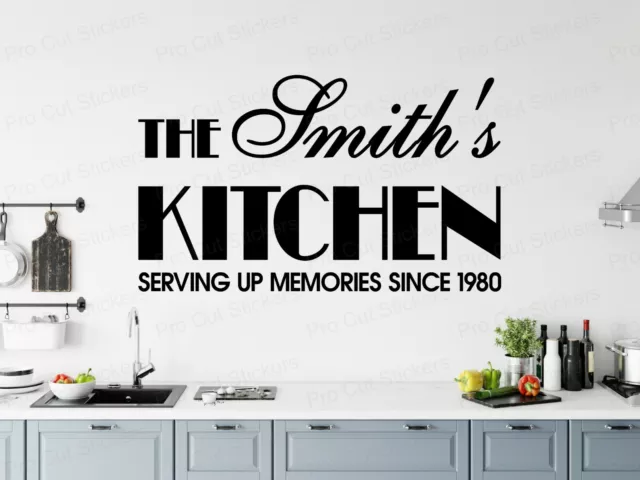 Family Name Surname Kitchen Vinyl Stickers Decals Custom Wall Art Decor ref:1