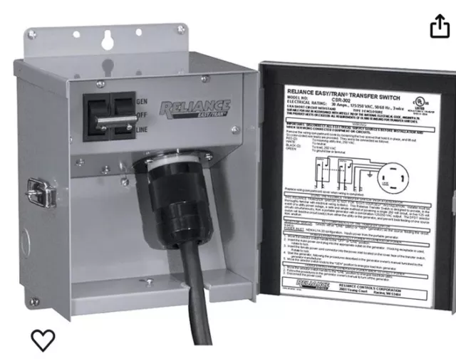 Reliance CSR202 Transfer Switch for Portable Generators