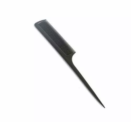 Black Professional Hairdressing HairToothed Comb- Plastic Rat Tail Comb