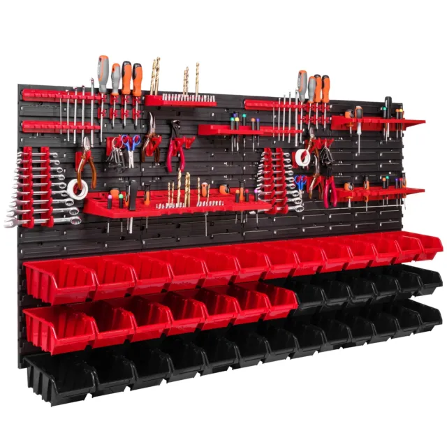 PANNEAU MURAL POUR outils 173 x 78 cm avec 63 pcs Boîte Rouge et Noire XL  EUR 74,99 - PicClick FR