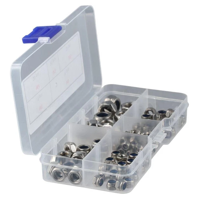 100Pcs Nylon Lock Nut 304 Stainless Steel Insert Locknut  Lock Washers