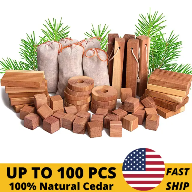 Cedar Space Cedar Blocks for Closet Storage 100% Nature Aromatic Wood Up 100 Pcs