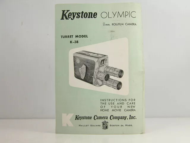 KEYSTONE Olympic 8mm Movie Camera Factory INSTRUCTION MANUAL Original