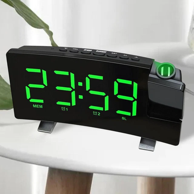 Réveil Radio Projection De Radio Double Alarme LED De Bureau FM Radiof Vert