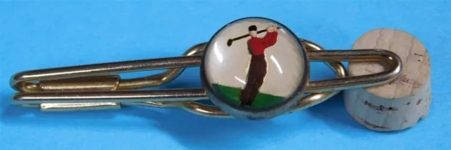 Hand Painted Glass Bubble With Golfer Tie Clip