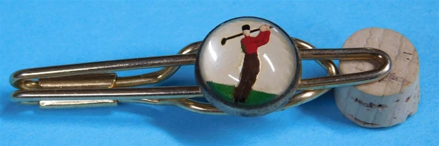 Hand Painted Glass Bubble With Golfer Tie Clip