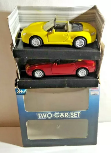 Dib Toys Diecast Two Car Set - Yellow & Red Sports Cars - Boxed - Length 10Cm