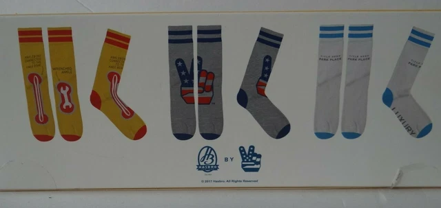 NEW Junk Food Hasbro Game Night Operation Monopoly Socks 3 pk SZ 10-13 XL 2017