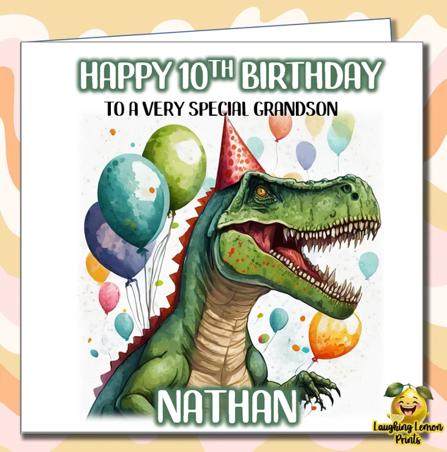 Personalised Dinosaur Birthday Card Grandson Son Nephew Brother Boys /AV