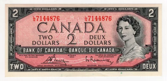 1954 Bank Of Canada Two 2 Dollar Bank Note Lg 7144876 Nice Bill