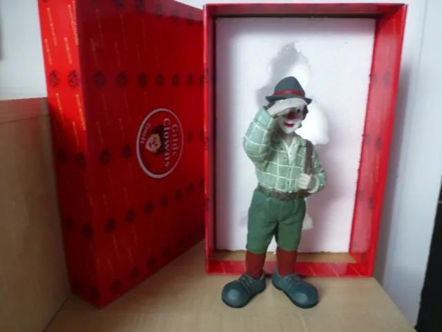 Gilde Clown "Anton" ca. 22 cm groß mit Hut und Rucksack Sammler TOP-Zustand OVP