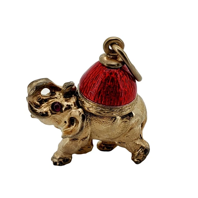 FABERGE Antique Imperial RUSSIAN Enamel Elephant Pendant, 88 silver FABERGE Antique Imperial RUSSIAN Enamel Elephant Pendant, 88 silver