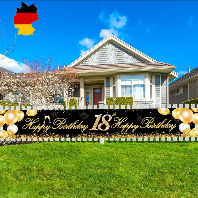 18-40-50-60-70 Geburtstag Banner Geburtstag Dekoration Schwarz Gold Deko 18. Jun