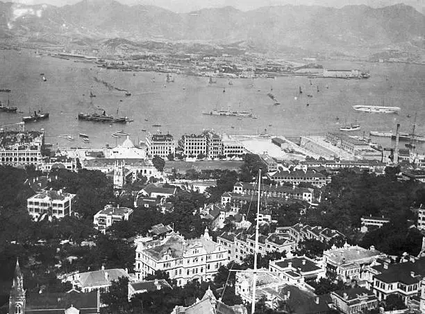 Elevated View Of Hong Kong Harbor Old Historic Photo