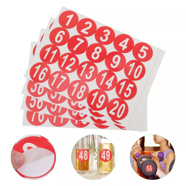 4 Sheets Small Number Stickers for Office Circle Round Labels Adhesive