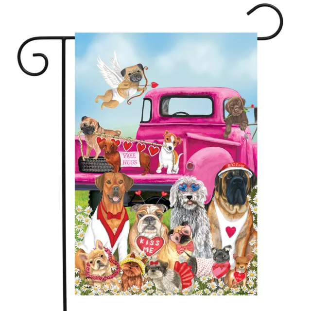 Happy Valentine's Dogs Garden Flag Puppy Love Humor Briarwood Lane 12.5" x 18"