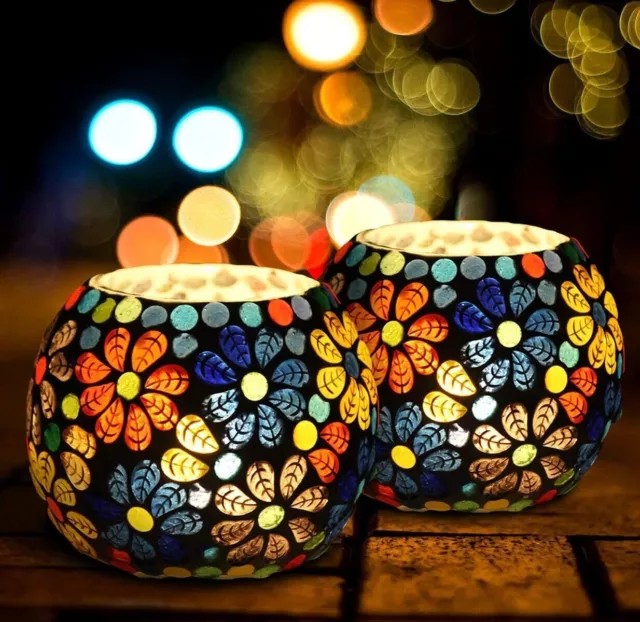 Candelabro de mosaico Tealight para decoración de Diwali, decoración de...