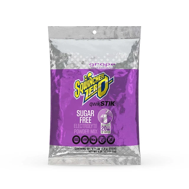 Sqwincher Zero Qwik Stik Sugar Free, Grape, .11 0Z (Pack of 50)