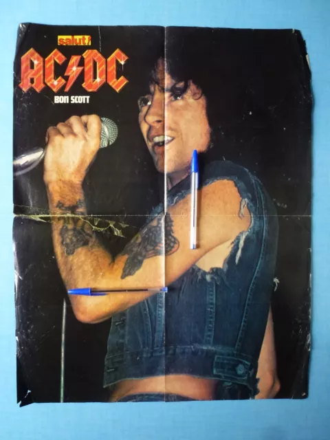 RARE poster AC/DC Bon Scott 46 x 57 cm affiche vintage 1981 / 1982 ACDC AC / DC