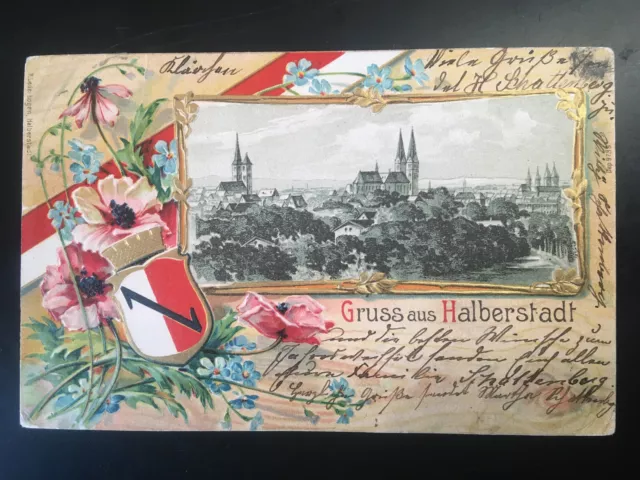 Alte AK Halberstadt Litho Wappen