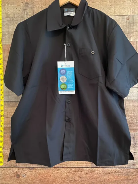 Cook Cool By Happy Chef Style 815 Chef Coat Large New With Tag NWT Black