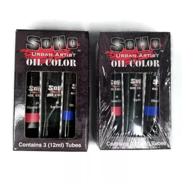 SoHo Urban Artist Pintura al Óleo 12 ml Tubos Verde Carmesí Azul Lote de 2 NUEVOS