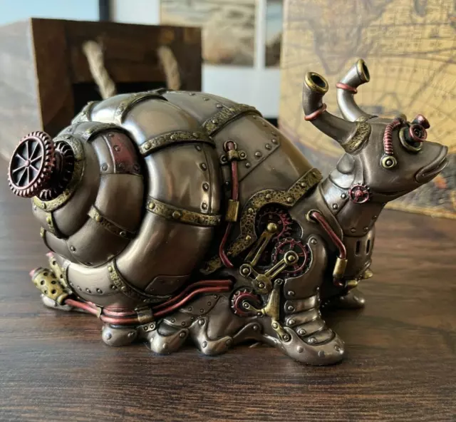 Custom Made Steampunk Giant Land Snail Figurine Statue With Trinket Box