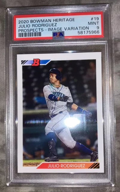 2020 Bowman Heritage Julio Rodriguez RC Rookie Prospect SP Image Variation PSA 9
