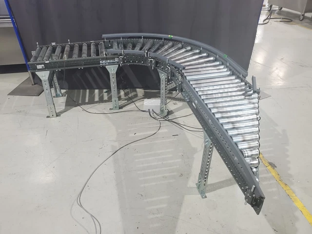 Knapp Interroll motorized roller conveyor with 90 degree curve